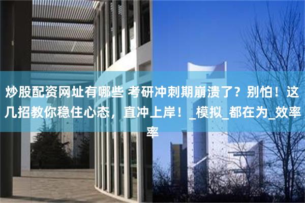 炒股配资网址有哪些 考研冲刺期崩溃了？别怕！这几招教你稳住心态，直冲上岸！_模拟_都在为_效率